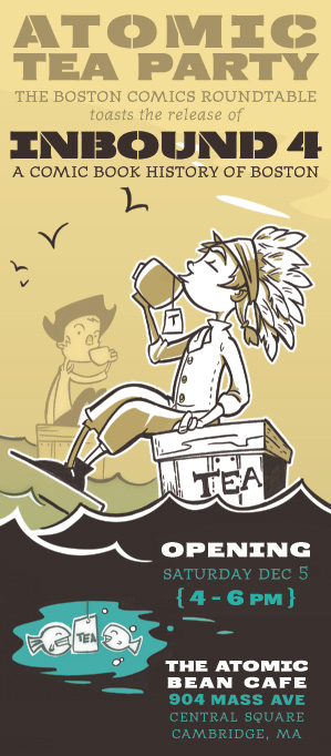 Promo image for release party for Inbound #4, the Boston comics anthology