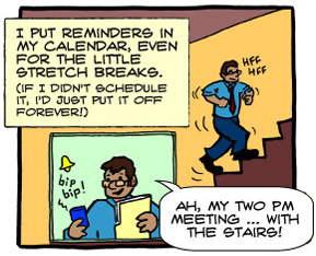 Panel from exercise excuses webcomic on the MGH Diabetes Views blog
